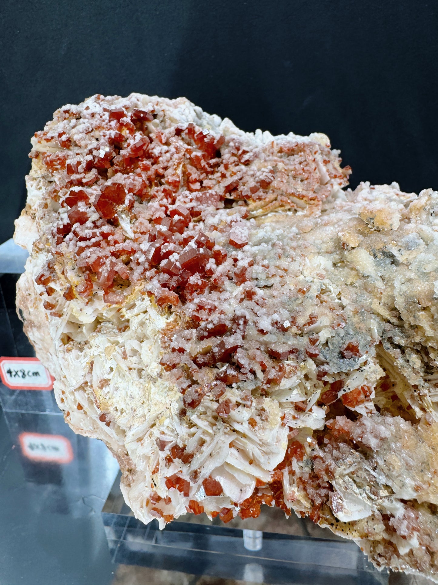 awesome red vanadinite with barite and apatite