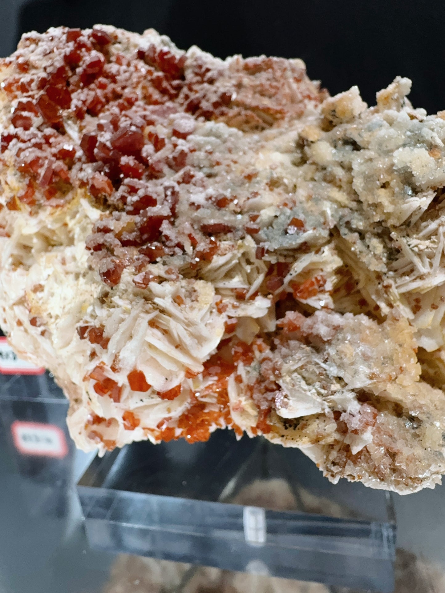 awesome red vanadinite with barite and apatite
