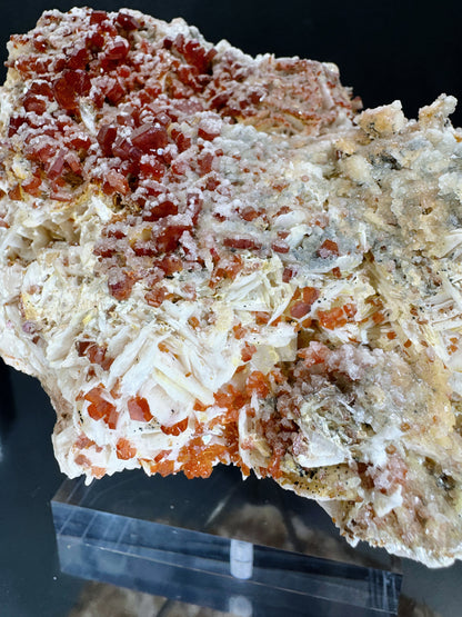 awesome red vanadinite with barite and apatite