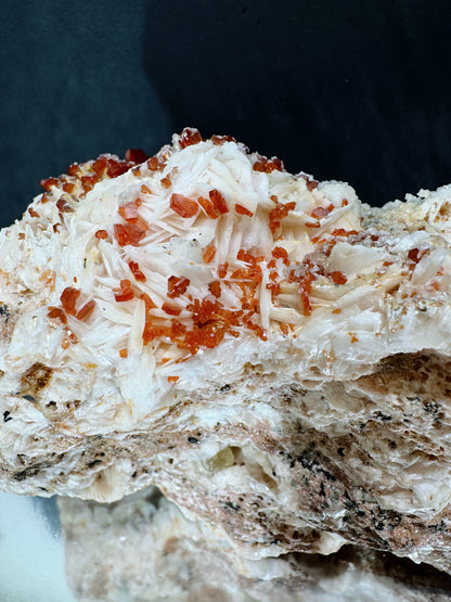 awesome red vanadinite with barite and apatite